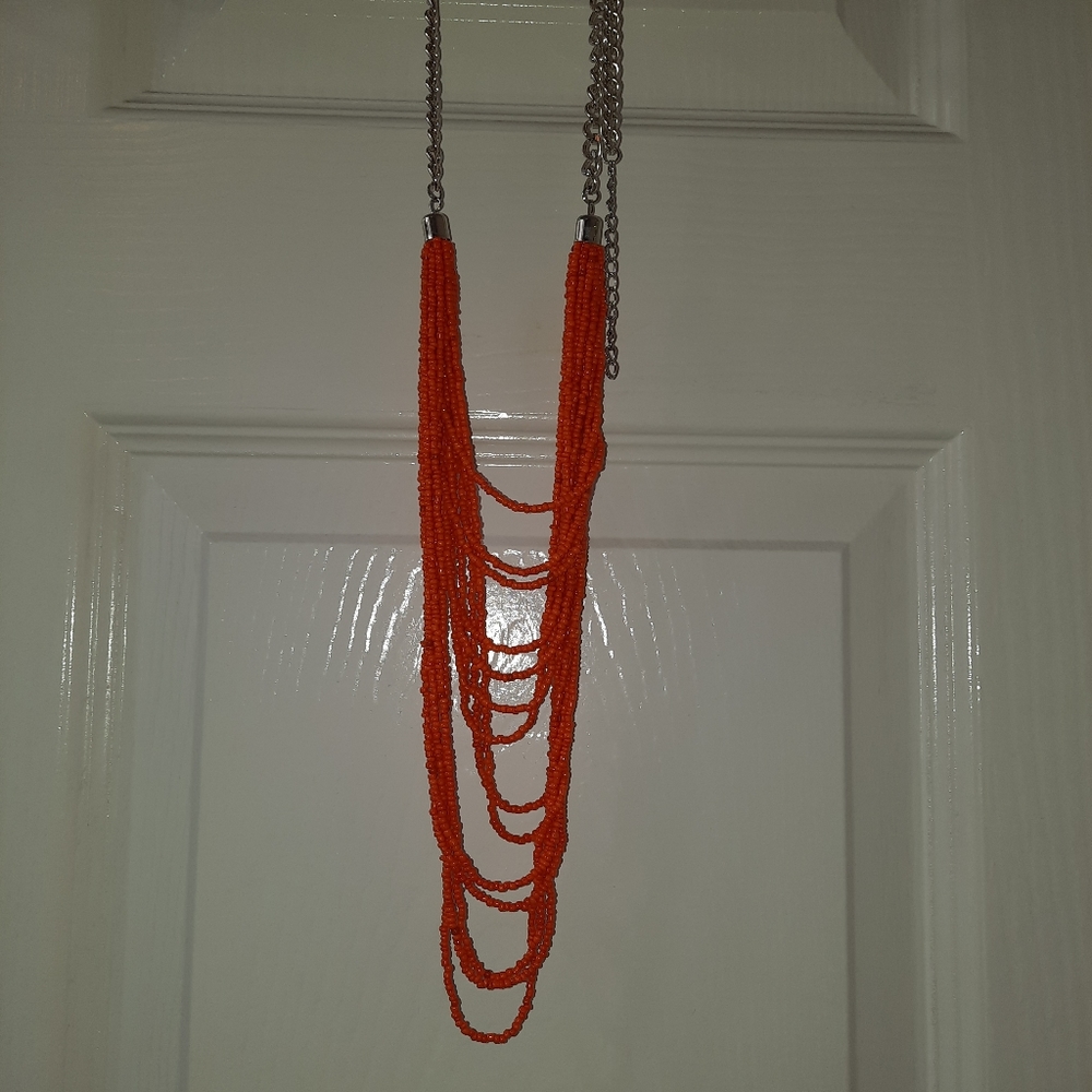 Orange seed bead necklace